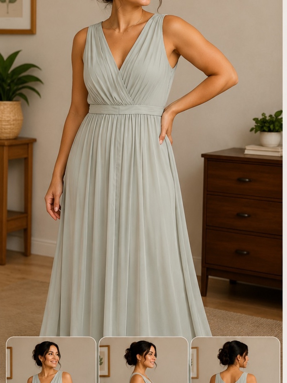 Jenny Yoo Pale Maxi Dress Pit 16”
Waist 28”
Length 61”
No stretch